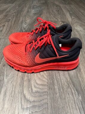 Nike Red and Black Gradient Air Max Running Sneakers